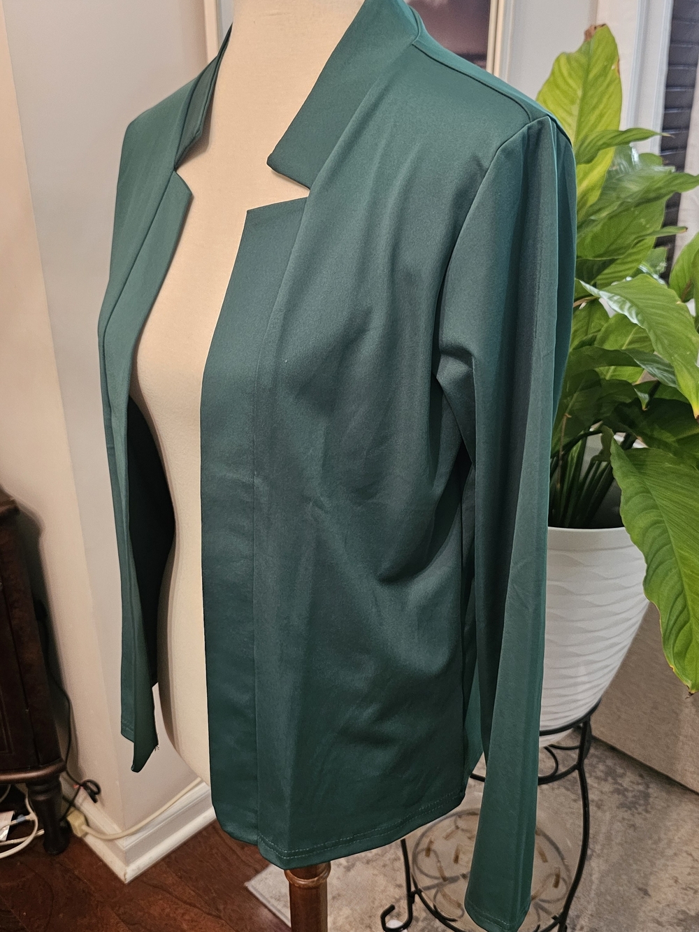 Green Open Front Blazer M